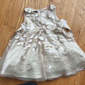 Toddler Girl Sparkly Gold Holiday Dress 18m